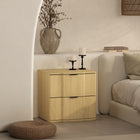 Manhattan Comfort Clive Mid-Century Modern 22" Nightstand in Natural and Black (2-Drawer)