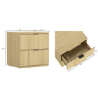Manhattan Comfort Clive Mid-Century Modern 22" Nightstand in Natural and Black (2-Drawer)