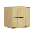 Manhattan Comfort Clive Mid-Century Modern 22" Nightstand in Natural and Black (2-Drawer)