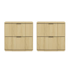 Manhattan Comfort Clive Mid-Century Modern 22" Nightstand in Natural and Black (2-Drawer)