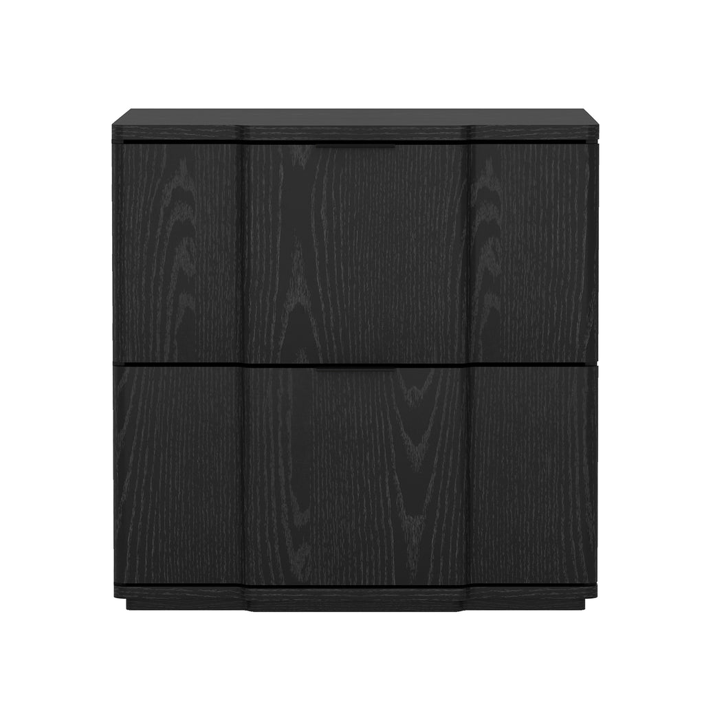 Manhattan Comfort Clive Mid-Century Modern 22" Nightstand in Black (2-Drawer)