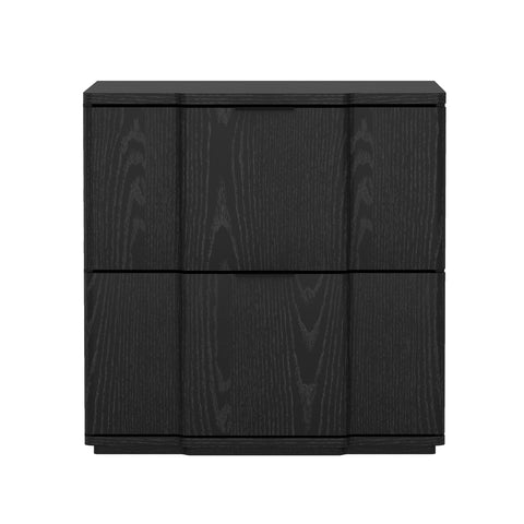 Manhattan Comfort Clive Mid-Century Modern 22" Nightstand in Black (2-Drawer)