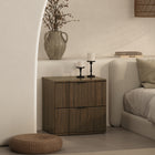 Manhattan Comfort Clive Mid-Century Modern 22" Nightstand in Walnut and Black (2-Drawer)