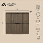 Manhattan Comfort Clive Mid-Century Modern 22" Nightstand in Walnut and Black (2-Drawer)