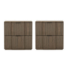 Manhattan Comfort Clive Mid-Century Modern 22" Nightstand in Walnut and Black (2-Drawer)
