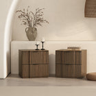 Manhattan Comfort Clive Mid-Century Modern 22" Nightstand in Walnut and Black (2-Drawer)