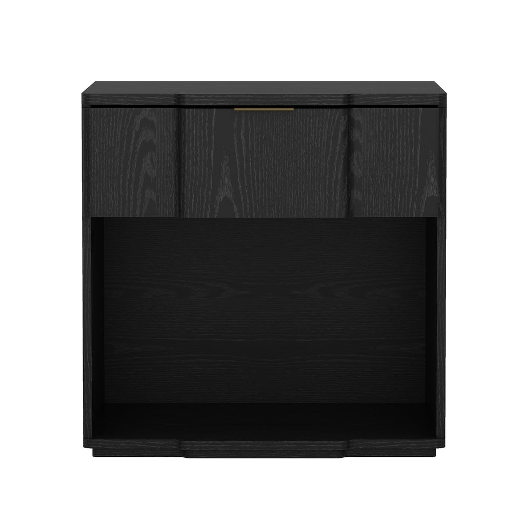 Manhattan Comfort Clive Mid-Century Modern 22" Nightstand in Black (1-Drawer)