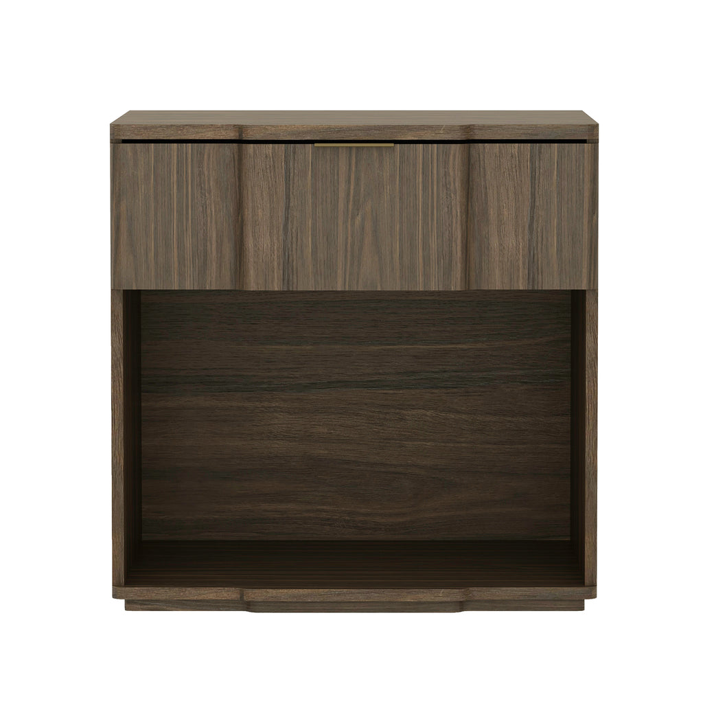 Manhattan Comfort Clive Mid-Century Modern 22" Nightstand in Walnut (1-Drawer)