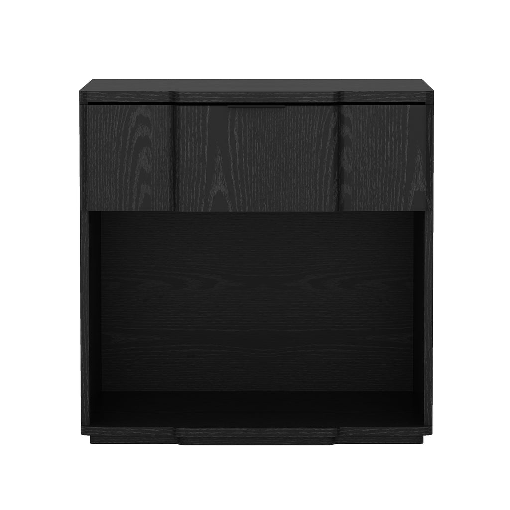 Manhattan Comfort Clive Mid-Century Modern 22" Nightstand in Black (1-Drawer)