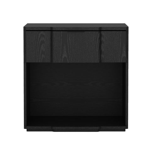 Manhattan Comfort Clive Mid-Century Modern 22" Nightstand in Black (1-Drawer)