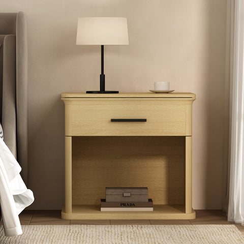 Manhattan Comfort Clifford Traditional Nightstand in Natural Oak (1-Drawer)