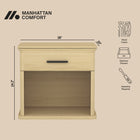 Manhattan Comfort Clifford Traditional Nightstand in Natural Oak (1-Drawer)