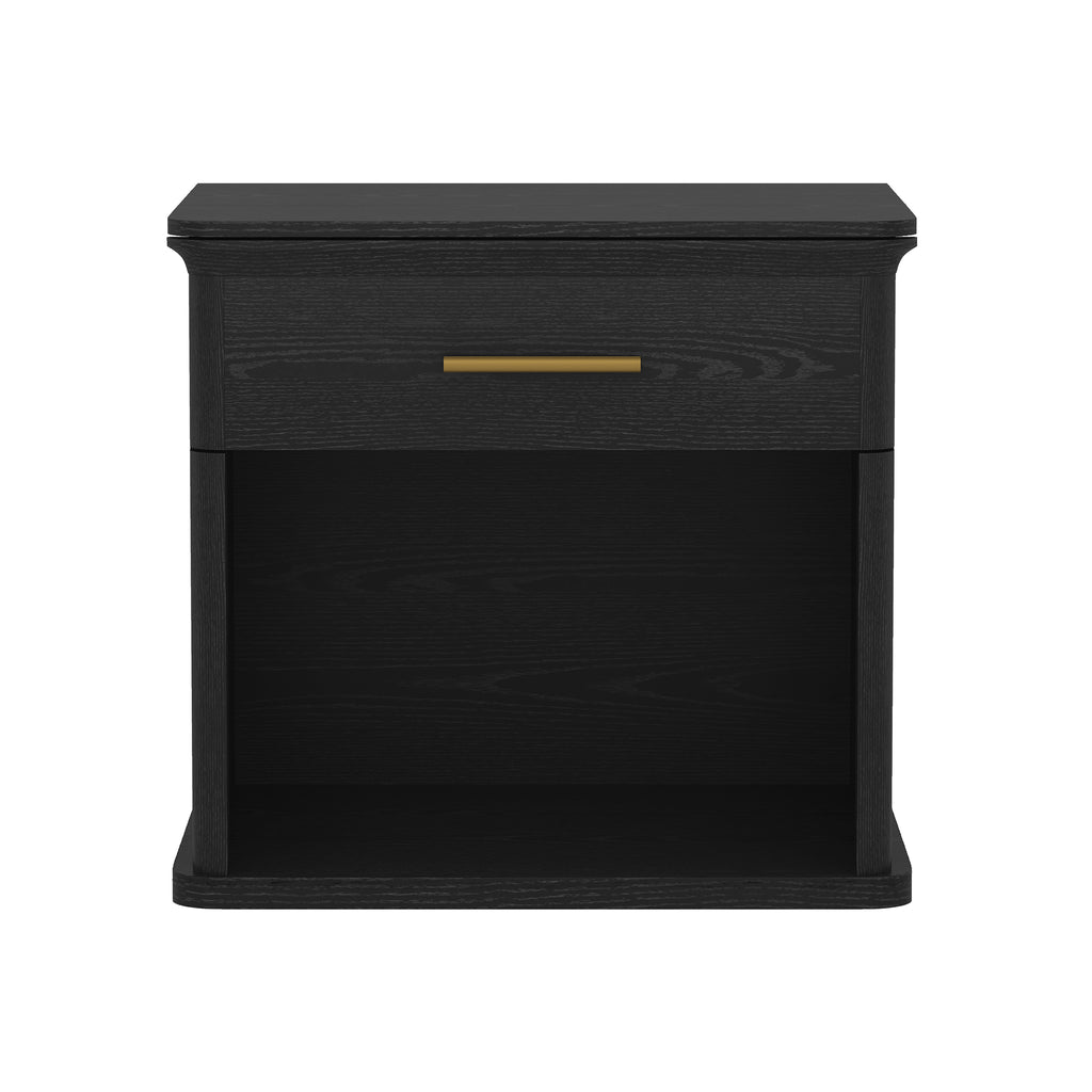 Manhattan Comfort Clifford Traditional Nightstand in Black (1-Drawer)