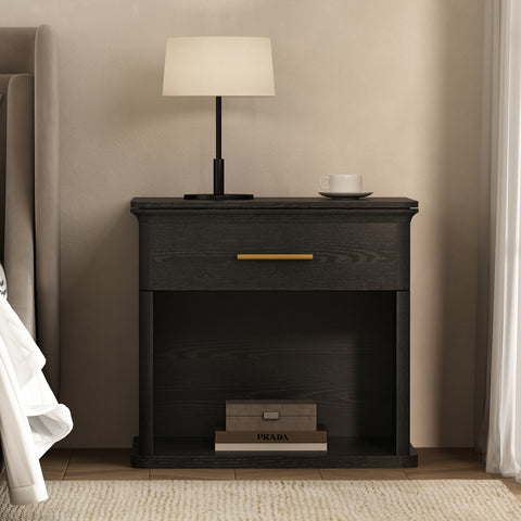 Manhattan Comfort Clifford Traditional Nightstand in Black (1-Drawer)