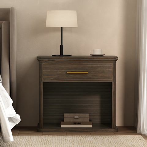 Manhattan Comfort Clifford Traditional Nightstand in Walnut (1-Drawer)