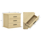 Manhattan Comfort Clifford Traditional Nightstand in Natural Oak (3-Drawer)
