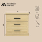 Manhattan Comfort Clifford Traditional Nightstand in Natural Oak (3-Drawer)