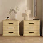 Manhattan Comfort Clifford Traditional Nightstand in Natural Oak (3-Drawer)