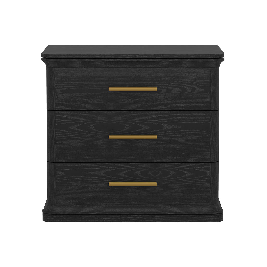 Manhattan Comfort Clifford Traditional Nightstand in Black (3-Drawer)