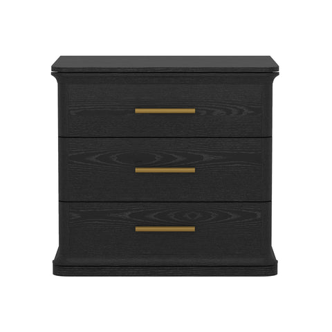 Manhattan Comfort Clifford Traditional Nightstand in Black (3-Drawer)