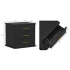 Manhattan Comfort Clifford Traditional Nightstand in Black (3-Drawer)