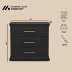 Manhattan Comfort Clifford Traditional Nightstand in Black (3-Drawer)