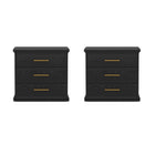 Manhattan Comfort Clifford Traditional Nightstand in Black (3-Drawer)