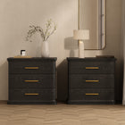 Manhattan Comfort Clifford Traditional Nightstand in Black (3-Drawer)