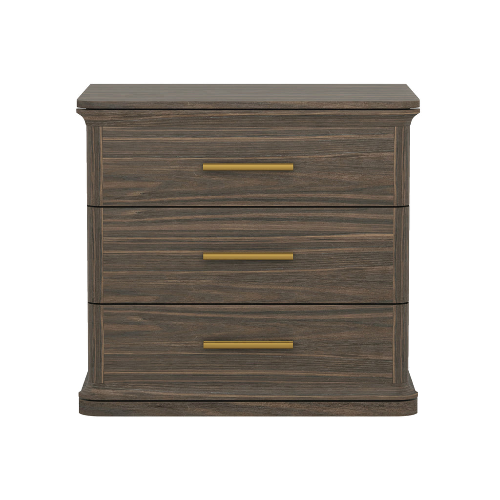 Manhattan Comfort Clifford Traditional Nightstand in Walnut (3-Drawer)
