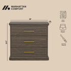 Manhattan Comfort Clifford Traditional Nightstand in Walnut (3-Drawer)