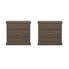 Manhattan Comfort Clifford Traditional Nightstand in Walnut (3-Drawer)