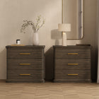 Manhattan Comfort Clifford Traditional Nightstand in Walnut (3-Drawer)