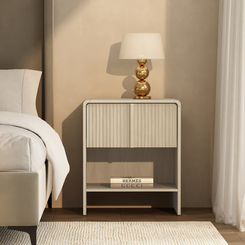 Manhattan Comfort Novara Contemporary 22" Nightstand in Whitewashed Oak (1-Drawer)