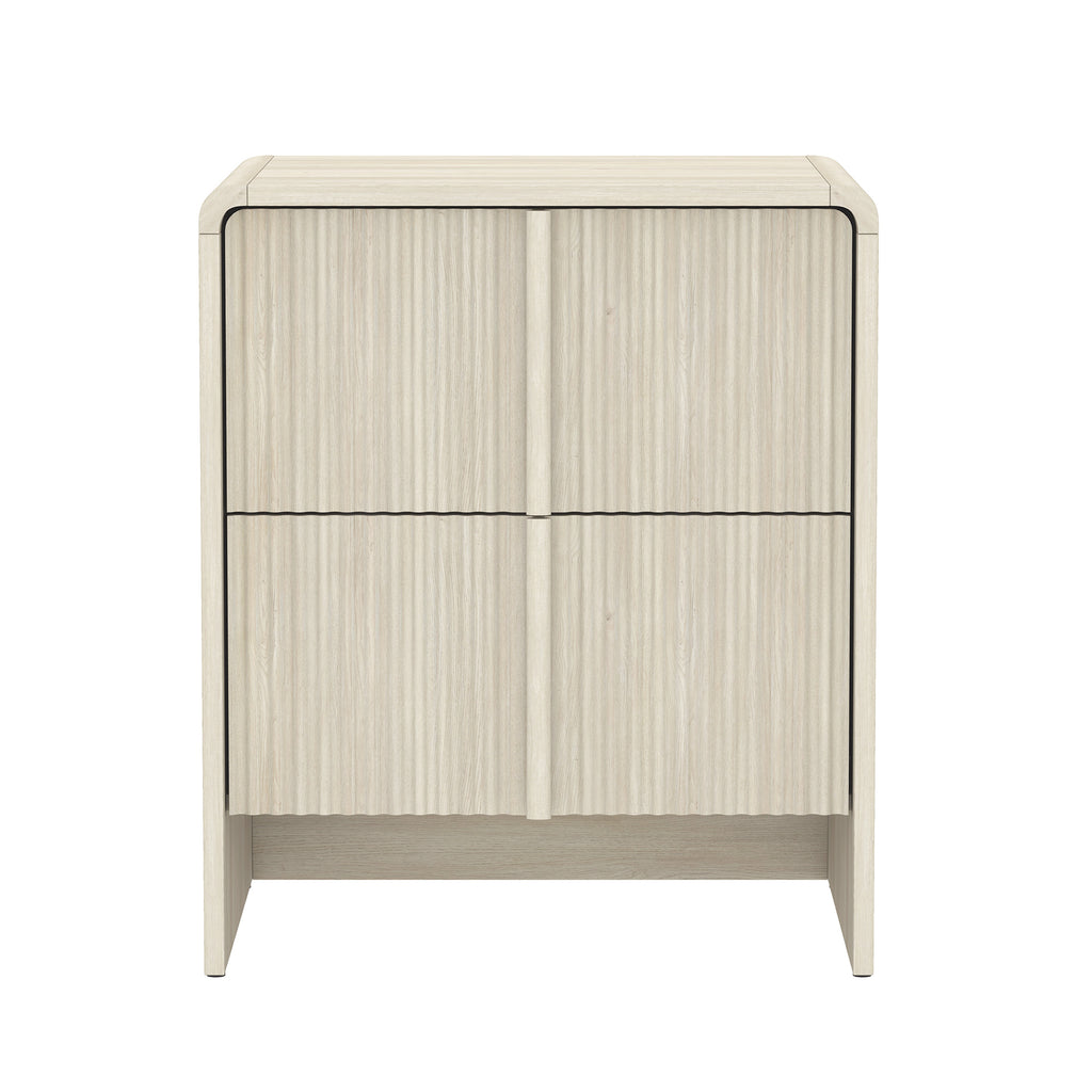 Manhattan Comfort Novara Contemporary 22" Nightstand in Whitewashed Oak (2-Drawer)