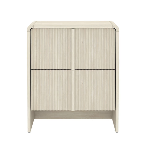 Manhattan Comfort Novara Contemporary 22" Nightstand in Whitewashed Oak (2-Drawer)