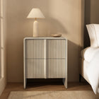 Manhattan Comfort Novara Contemporary 22" Nightstand in Whitewashed Oak (2-Drawer)
