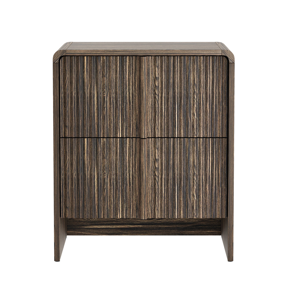 Manhattan Comfort Novara Contemporary 22" Nightstand in Jacobean Walnut (2-Drawer)