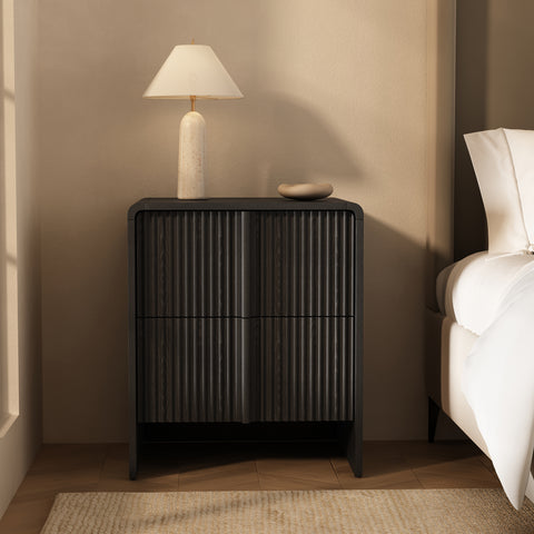 Manhattan Comfort Novara Contemporary 22" Nightstand in Black (2-Drawer)