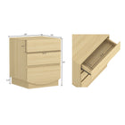 Manhattan Comfort Ardea Contemporary 20" Nightstand in Natural Oak (3-Drawer)