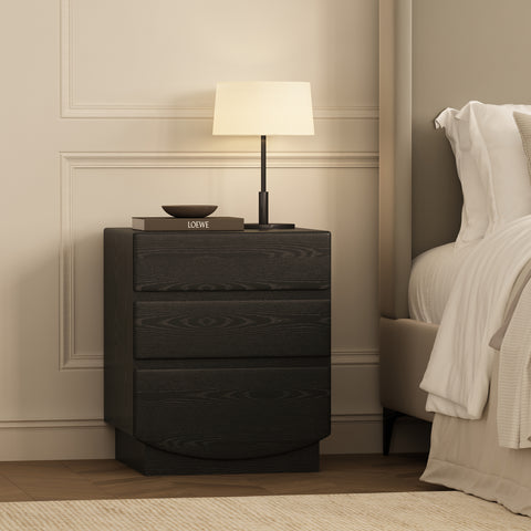 Manhattan Comfort Ardea Contemporary 20" Nightstand in Black (3-Drawer)