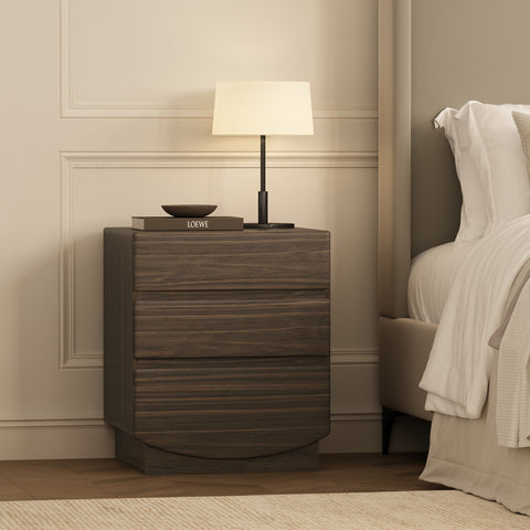 Manhattan Comfort Ardea Contemporary 20" Nightstand in Walnut (3-Drawer)
