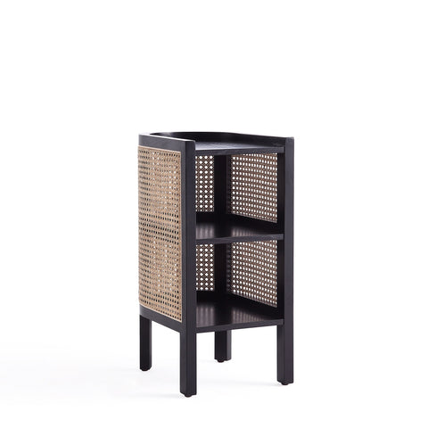 Manhattan Comfort Versailles Industry Chic End Table in Black and Natural