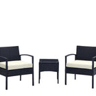 Manhattan Comfort Noli Modern 3-Piece Conversation Set in Black and Cream