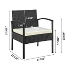 Manhattan Comfort Noli Modern 3-Piece Conversation Set in Black and Cream