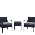 Manhattan Comfort Noli Modern 3-Piece Conversation Set in Black and Gray