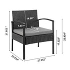 Manhattan Comfort Noli Modern 3-Piece Conversation Set in Black and Gray
