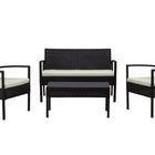 Manhattan Comfort Noli Modern 4-Piece Conversation Set in Black and Cream
