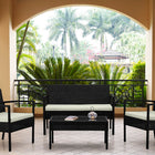 Manhattan Comfort Noli Modern 4-Piece Conversation Set in Black and Cream
