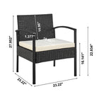 Manhattan Comfort Noli Modern 4-Piece Conversation Set in Black and Cream