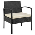Manhattan Comfort Noli Modern 4-Piece Conversation Set in Black and Cream